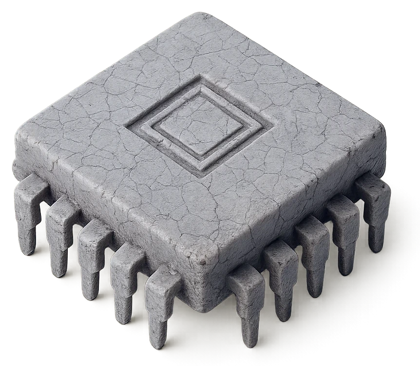 Stone microchip - icon for Augments, Marbl Codes' AI agents, automations and integrations pillar